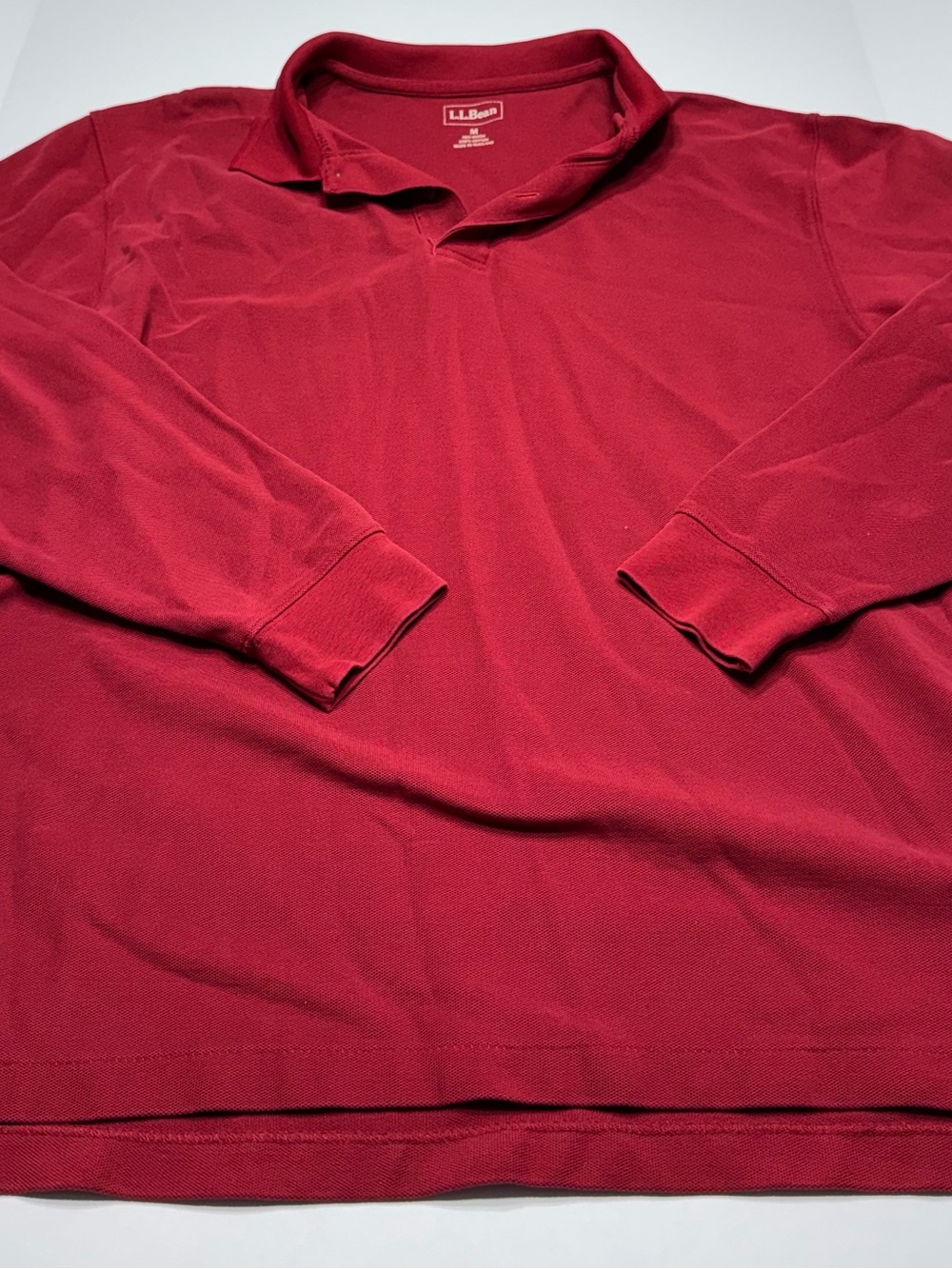 L.L. Bean Men's Red Long-Sleeve Polo Sweater
